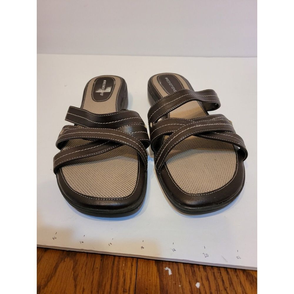 Predictions womans Sandal, size 9.5, brown slip on